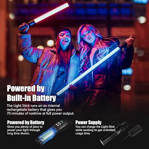 Miniatura 3 de Mettlelite LS800C RGB LED Stick Luz de vídeo de salida continua a todo color 3.2 pies con control APP 2800K-8000K CRI96 TLCI 97 RGB CCT HSI efectos