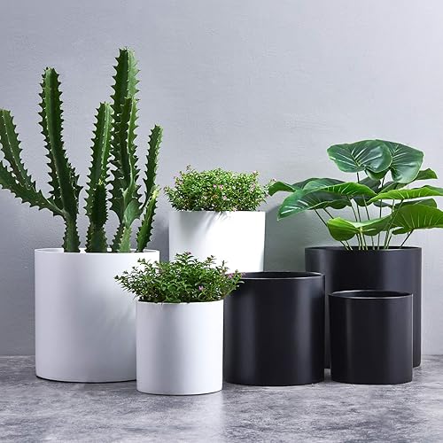 Miniatura 4 de Maceta FaithLand de 10 pulgadas  Se adapta perfectamente al soporte moderno de mediados de siglo  Tapón de drenaje y malla de drenaje  Maceta blanca