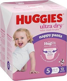 Huggies Ultra Dry Nappy Pants Girls Size 5 (12-17kg) 13 Ct