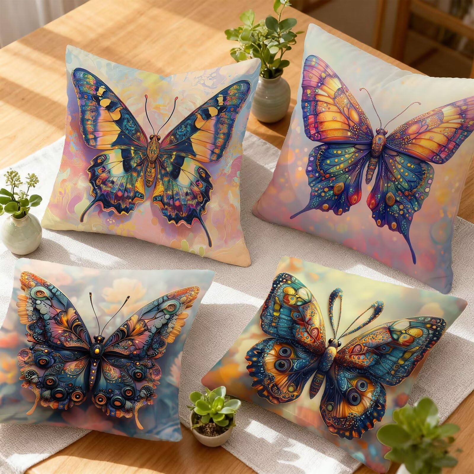 Vistoso Funda Cojin 60x60 Mariposa Funda Almohada 60x60 Cojines Sofa Súper Suave Fundas Cojines Decorativos Fundas Almohadas 4 Piezas Cervicales y Cuello, para Hogar Cama Salon Decoracion E - 721