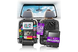 2x Backseat Car Organizers with LCD Drawing Tablets - Kids Car Organizer Backseat with Tray