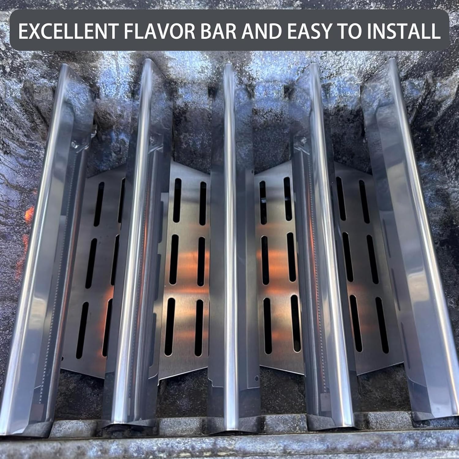 Genesis 7620 7621 Flavorizer Bars 65505 Heat Deflectors Replacement Parts for Weber Genesis Grill Parts 300 Series with Front Control Knob E-310 E-320 E-330 S-310 S320 S-330 EP-310 EP-320 EP-330