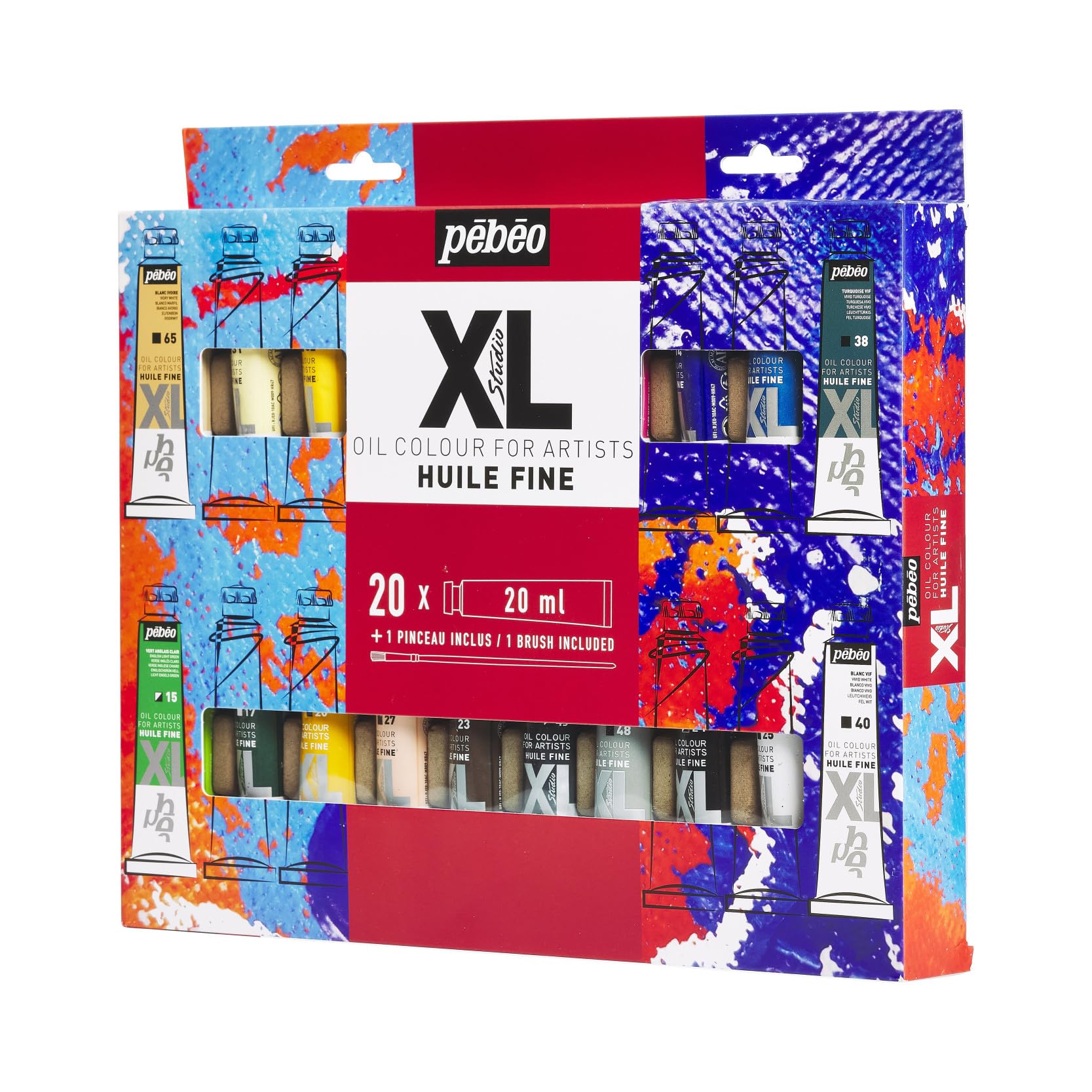 PEBEO Pébéo Fine XL zestaw farb olejnych, kolory uzupełniające, 20 x 20 ml + pędzel