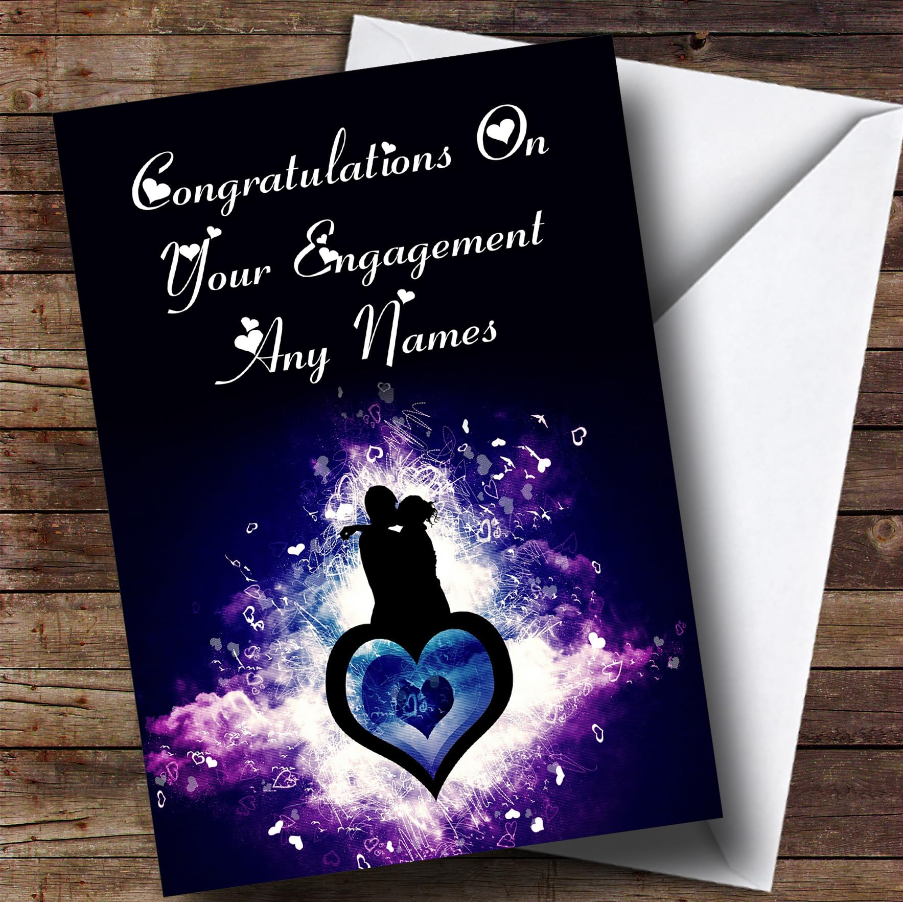 Personalised Pink Roses Engagement Congratulations Card With White Heart And Names | Greeting Card | | 2000-02888 - View #9