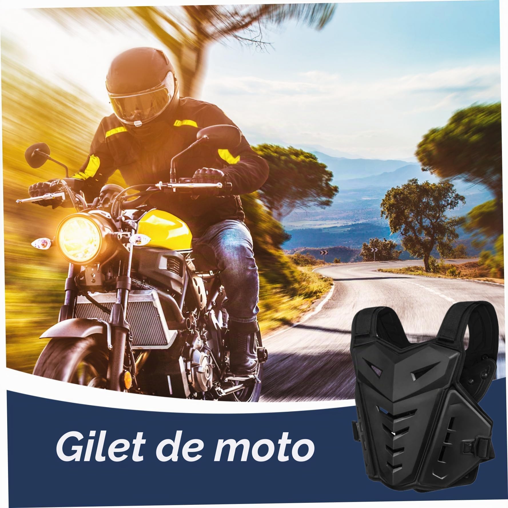 Gilet d'armure de réglable, Protecteur de Poitrine et Dos Absorbant à Choc, équipement Protection Respirant pour Le vélo saleté, Le vélo Montagne, Les Courses et la Conduite Hors r