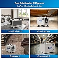 Vista 8 de BaseAire - Deshumidificador de espacio de arrastre, deshumidificadores de 113 pintas con manguera de drenaje para sótano, comercial, industrial