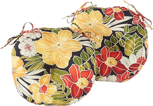 Greendale Home Fashions Aloha - Cojín de asiento redondo para exteriores de 15 pulgadas, juego de 2, 2 unidades