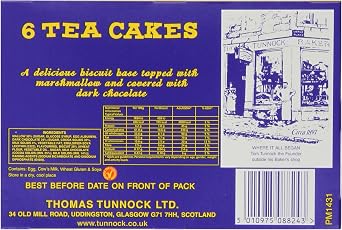 Tunnocks Dark Chocolate 6 Teacakes (Pack of 8)