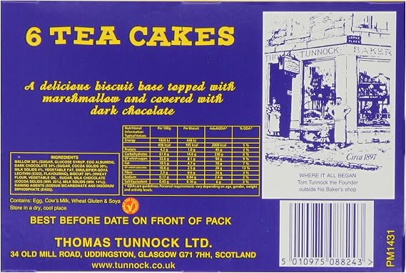 Tunnocks Dark Chocolate 6 Teacakes (Pack of 8)