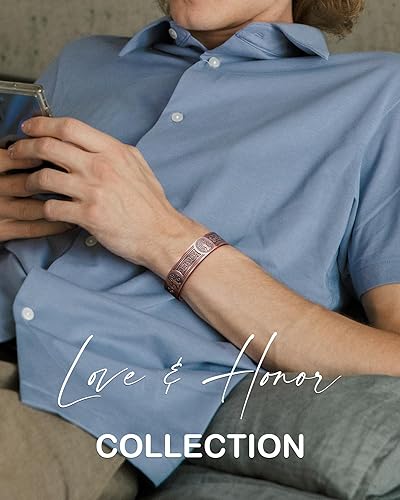 Miniatura 7 de Feraco Pulseras de cobre para hombres, pulsera magnética de cobre puro de 12 veces de fuerza para hombres con imanes de neodimio, brazalete