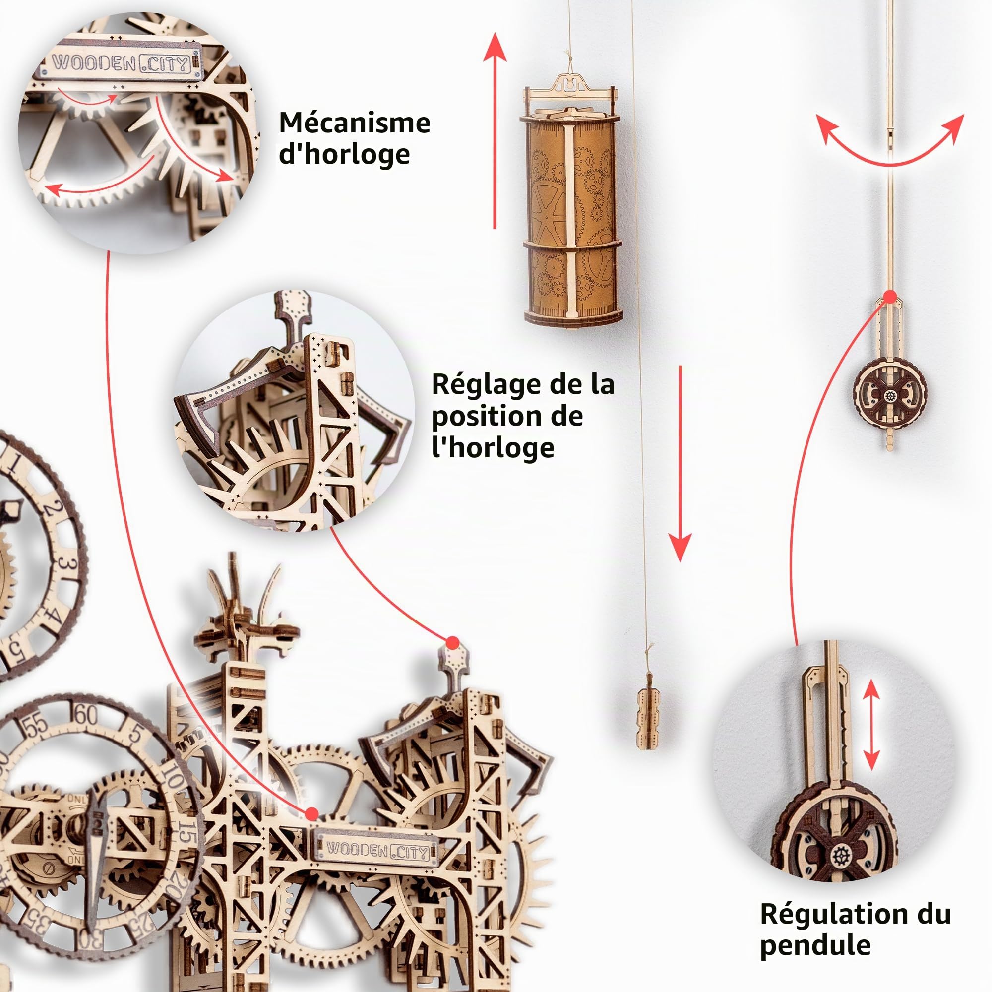 WOODEN.CITY Puzzles 3D en Bois pour Adultes - Puzzle Adulte Maquette en Bois À Construire DIY - Loisirs D'horloge pour Adultes Hommes - Kits De Modélisme Élégants Et Détaillés