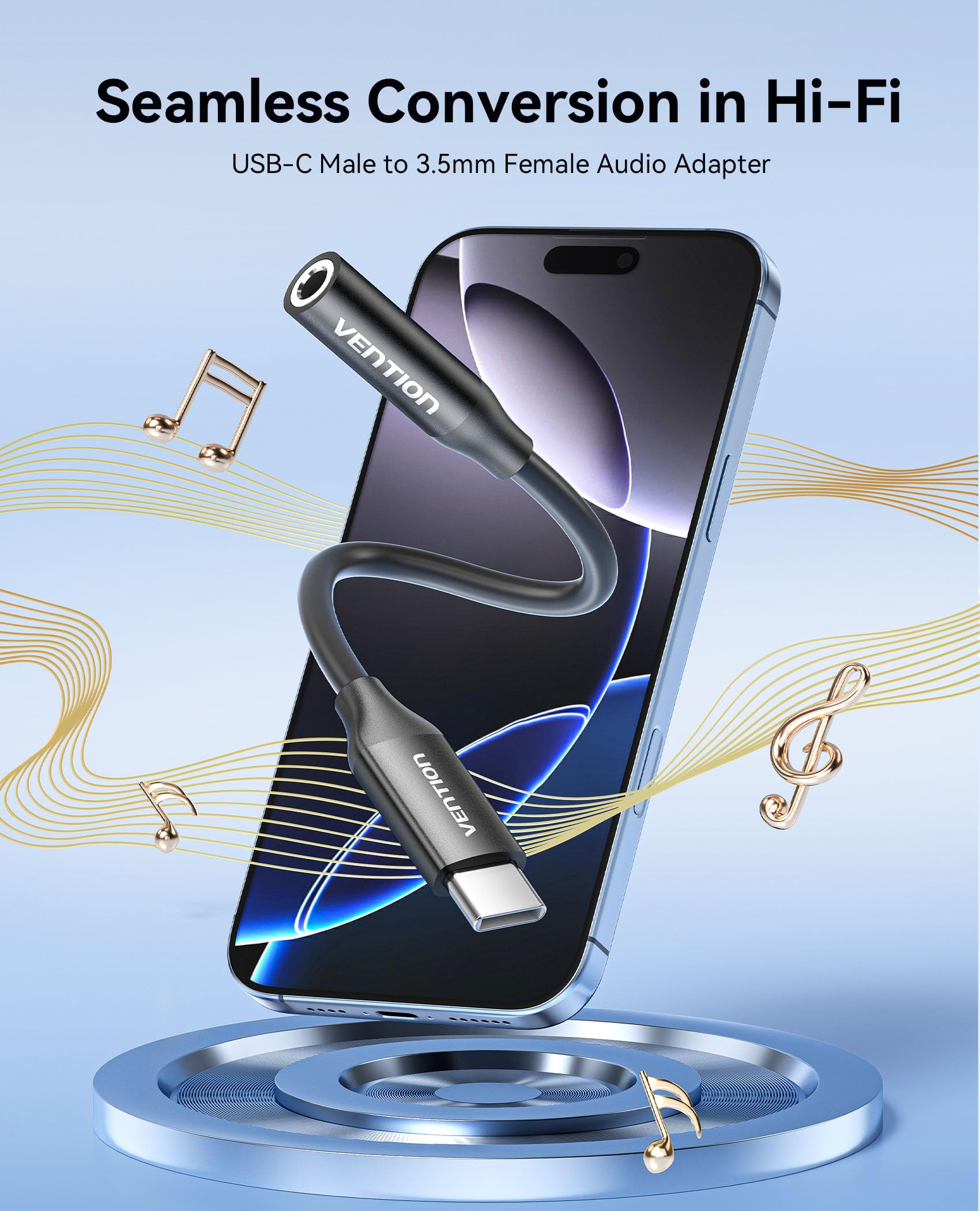 VENTION Adattatore Jack USB C a 3.5mm Bluetooth Audio per iPhone 17/16/15 Pro Max Hi-Fi