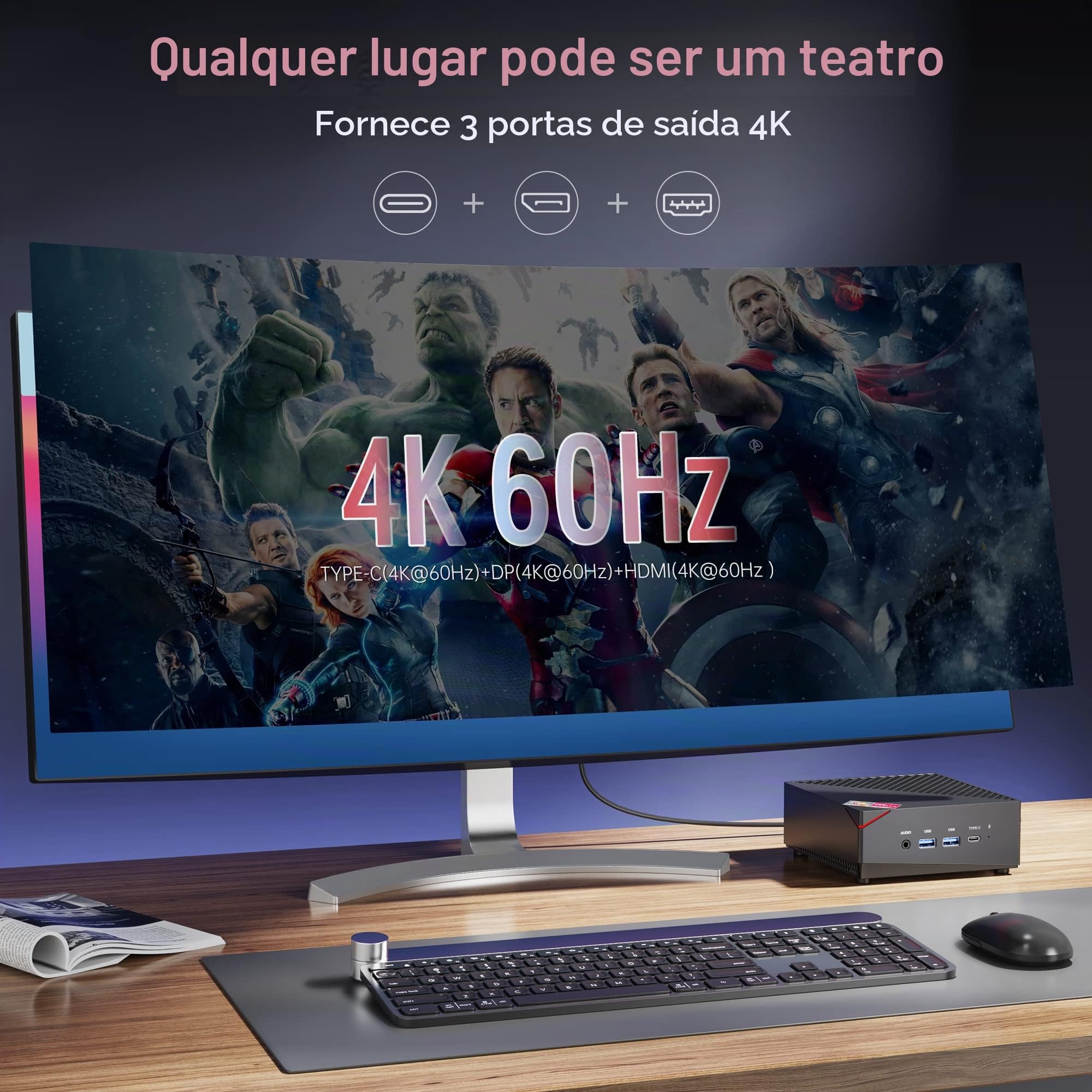 ACEMAGIC Mini PC para jogos AMD Ryzen™ 7 5700U 32GB DDR4 RAM, 1TB