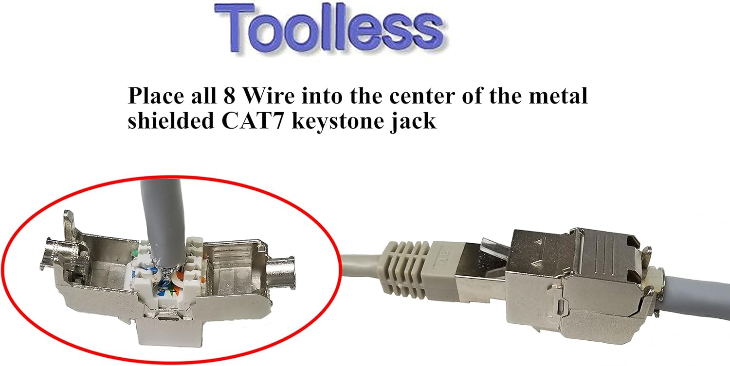 Sunnytech (10 Pack) CAT7 10GBase-T, 1200MHz, RJ45 Keystone Jack Shielded