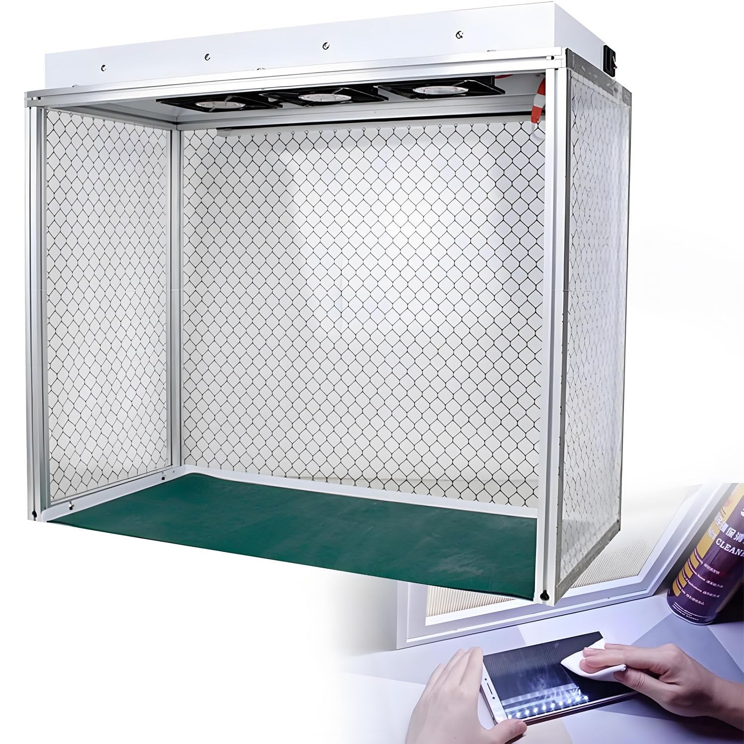 Campana de Flujo laminar Vertical portátil de Aluminio para Laboratorio, con Filtro H14 y filtración HEPA al 99,99%; Ideal para Laboratorios y talleres de reparación de teléfonos. 220V