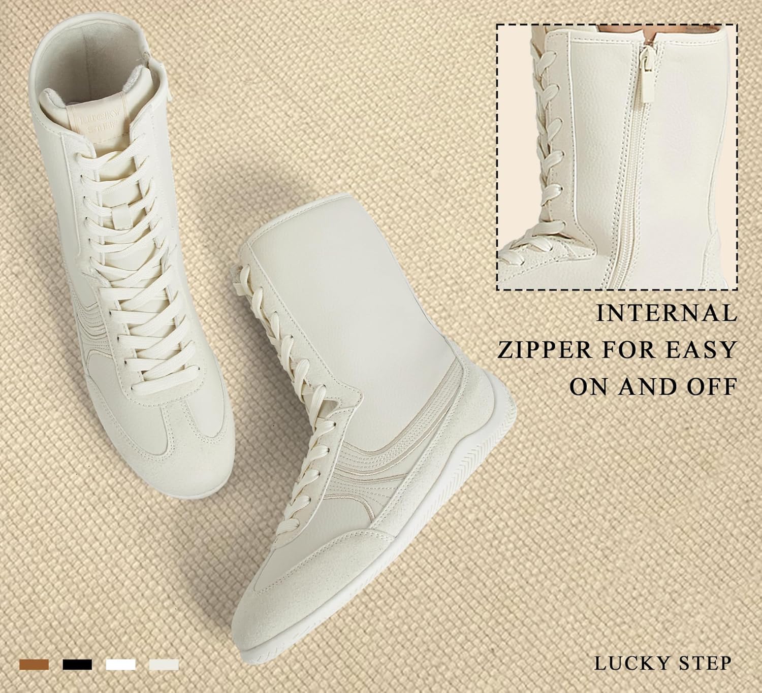 LUCKY STEP Women's High Top Fashion Boots Casual Retro Comfortable Shoes Lace Up Training Sneakers - Image 7