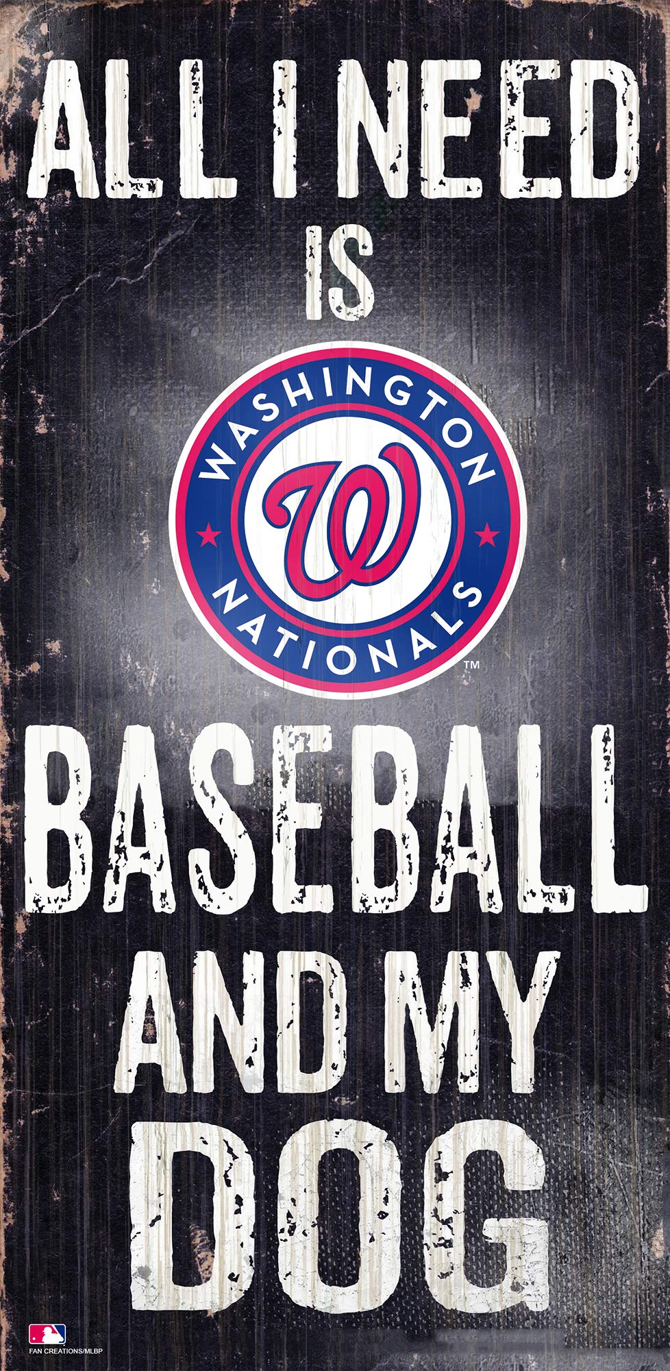 MLB Washington Nationals Unisex Baltimore Orioles Baseball and My Dog Sign, Team Color, 6 x 12