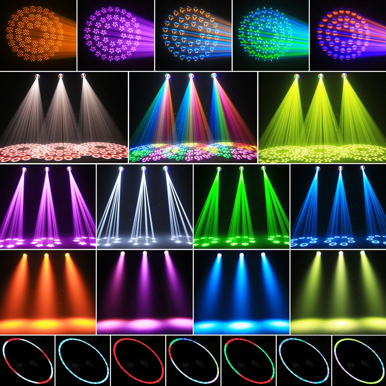 2PCS 300W Lyre LED avec flight case Beam Lumière 18 Gobos 15 Couleurs RGBW Lumières de scène DMX Luminaires à tête rotative pour DJ Fête Bar Soirées Éclairage