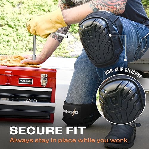 Miniatura 6 de Rodilleras Thunderbolt para Hombres de Construcción, Rodilleras de Trabajo para Hombres y Mujeres con Doble Gel para Jardinería, Colocación