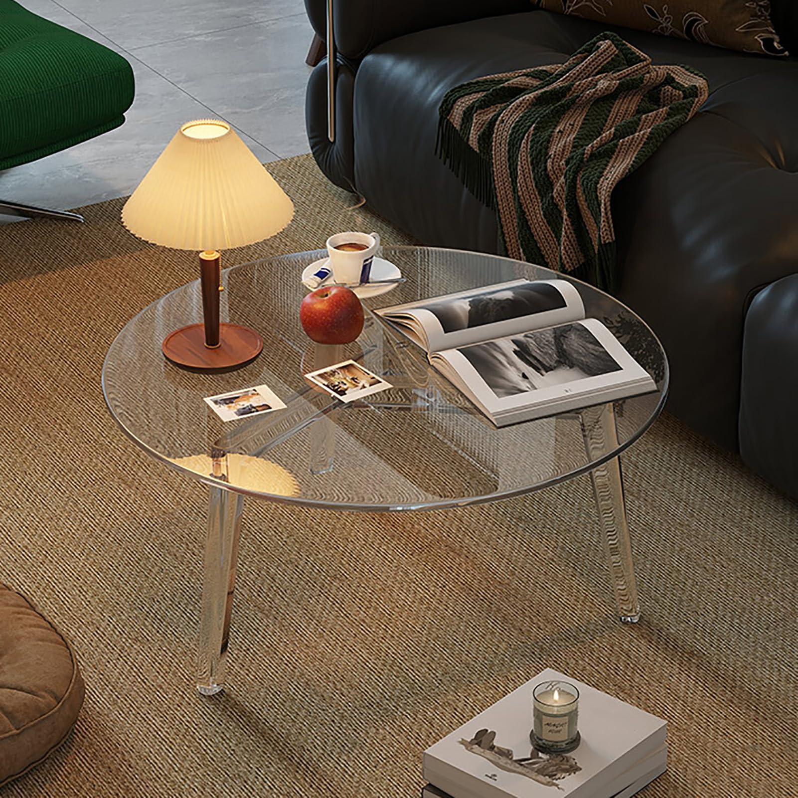 Table basse ronde acrylique design pour des cafés conviviaux au salon