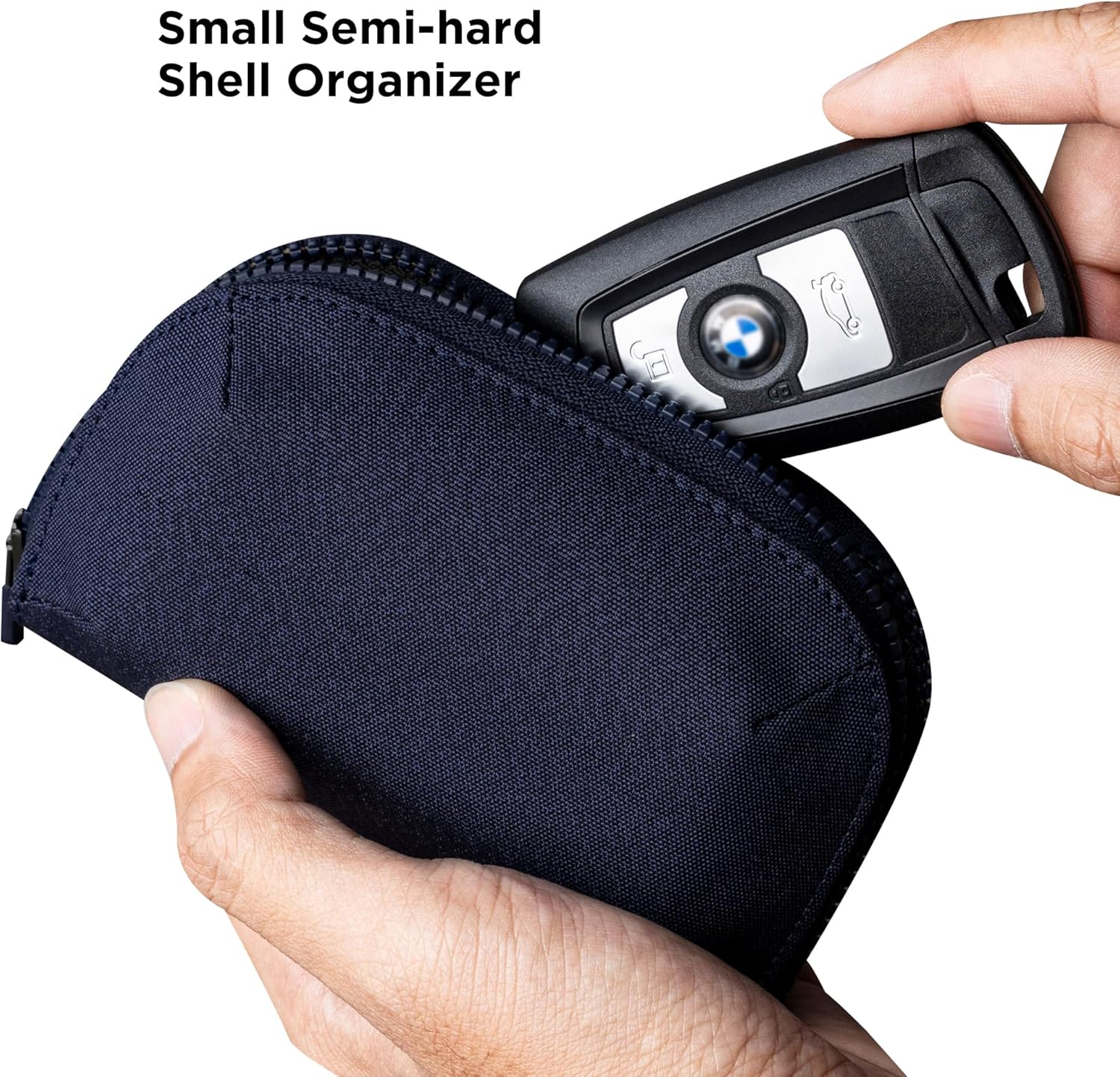 ALPAKA Hub Zip Pocket Blue Axoflux 300D - Zipper Wallet - Key Pouch for Car Keys - 30 Cards Max- Two Accordion Storage Sections - Magnetic Closure SD Card Case - HUB Accessories Compatible