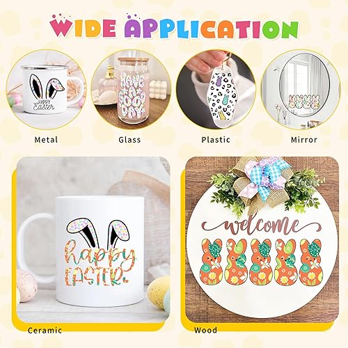 Miniatura 6 de HTVSTD Vinilo permanente de Pascua, 12 hojas de 12 x 10 pulgadas, vinilo adhesivo permanente de conejo, leopardo, conejo, vinilo autoadhesivo para