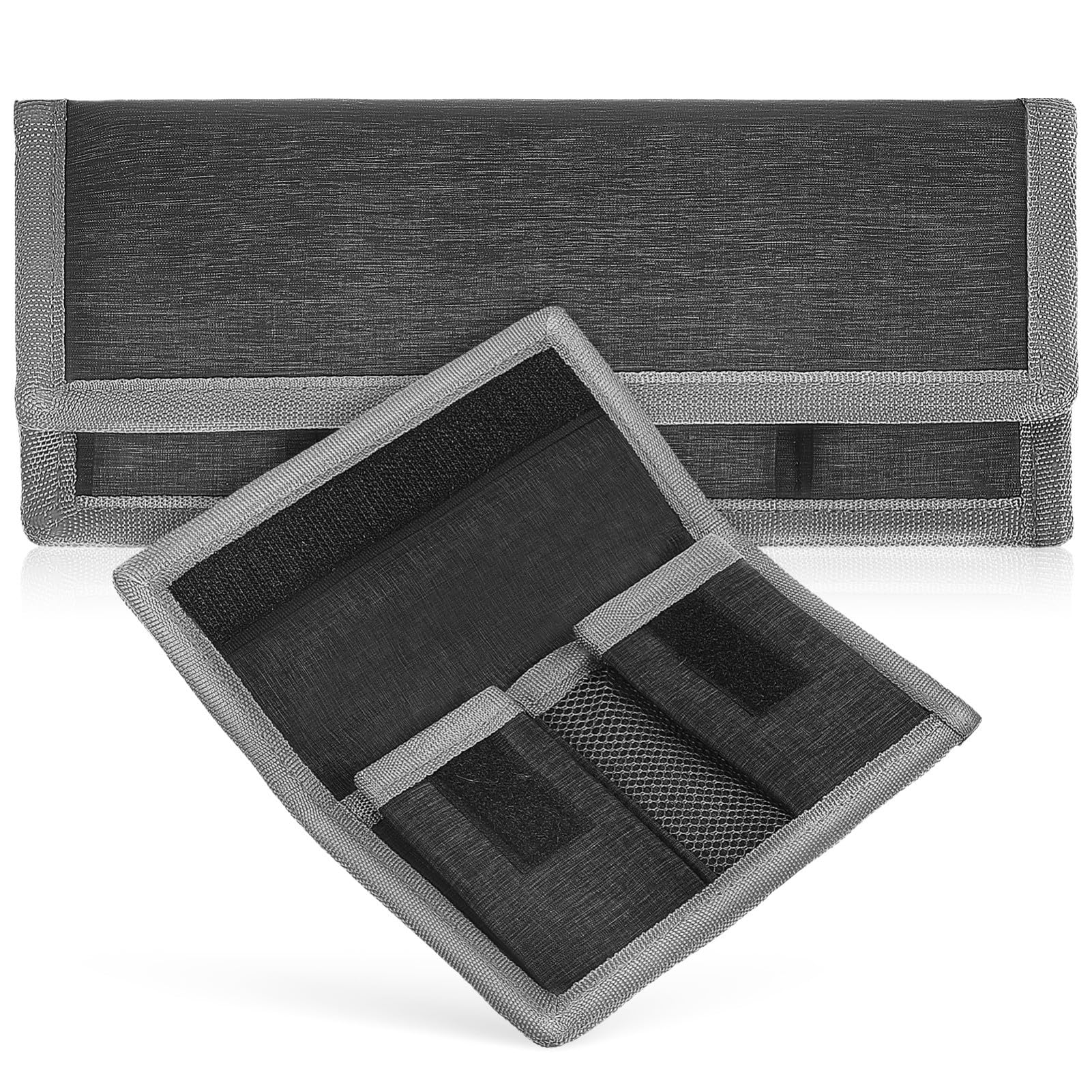 NUOBESTY Bolsas de Almacenamiento para Baterías Electrónicas y Cámara, Estuche Portátil de Tela Seca Cierre Adhesivo, Pack 1 Grande 1 Pequeño, Protección contra Agua para Fotógrafos, Negro