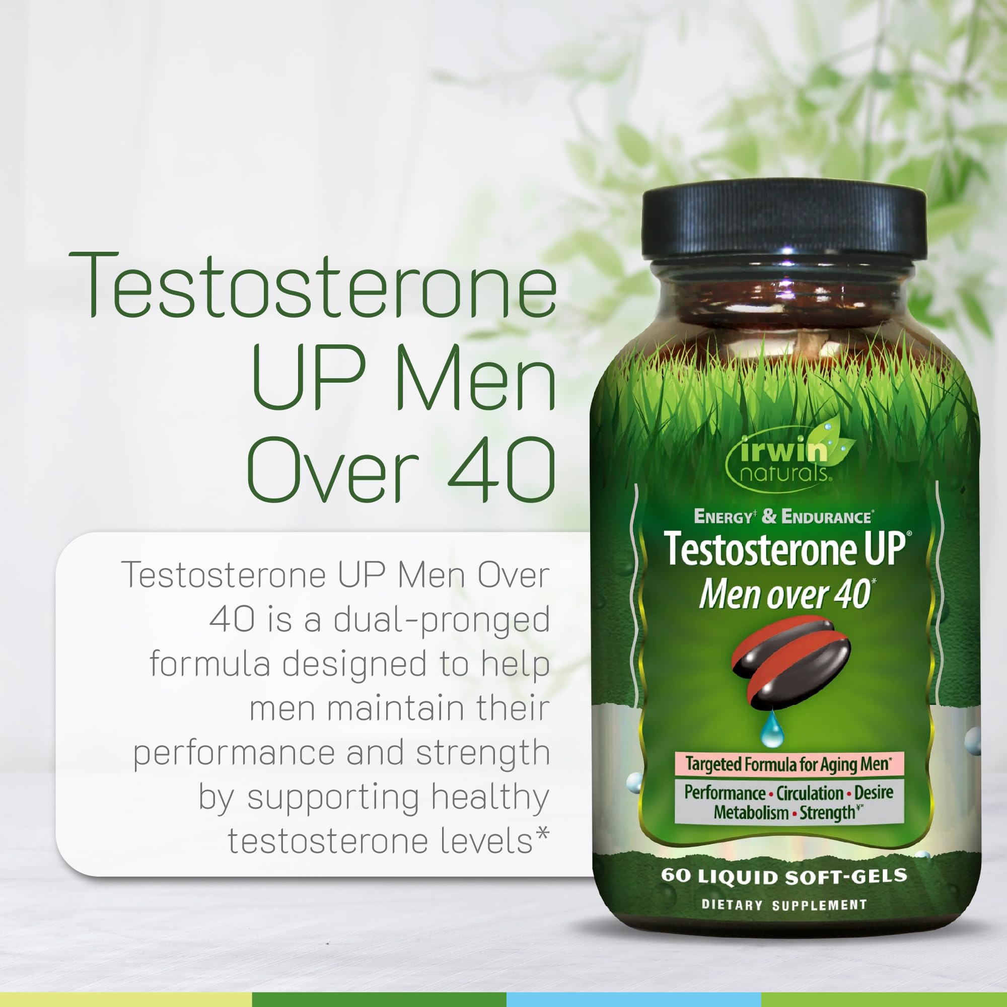 Irwin Naturals Testosterone UP Energy & Endurance Men Over 40 | 60 Softgels — Amazon image 5