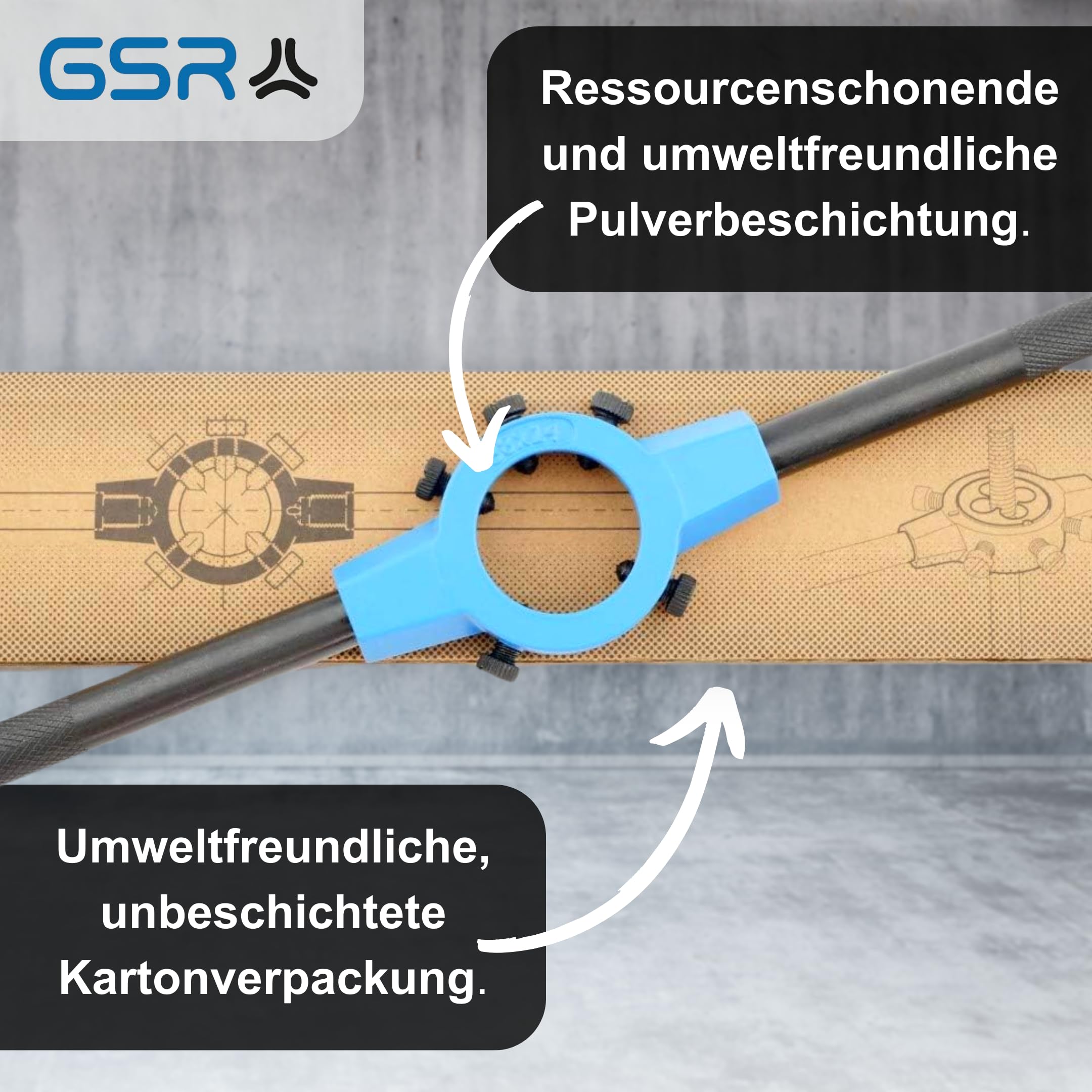 GSR Silver - Supporto per filiera DIN EN 22568 (DIN 223), zigrinatura, aumento delle prestazioni, in zinco pressofuso (65 x 25)