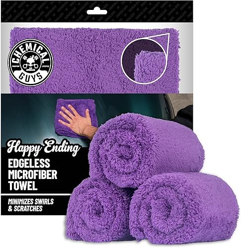 Chemical Guys MIC34803 Toalla de microfibra sin bordes Happy Ending Ultra Plush, púrpura (40,6 x 40,6 cm)
