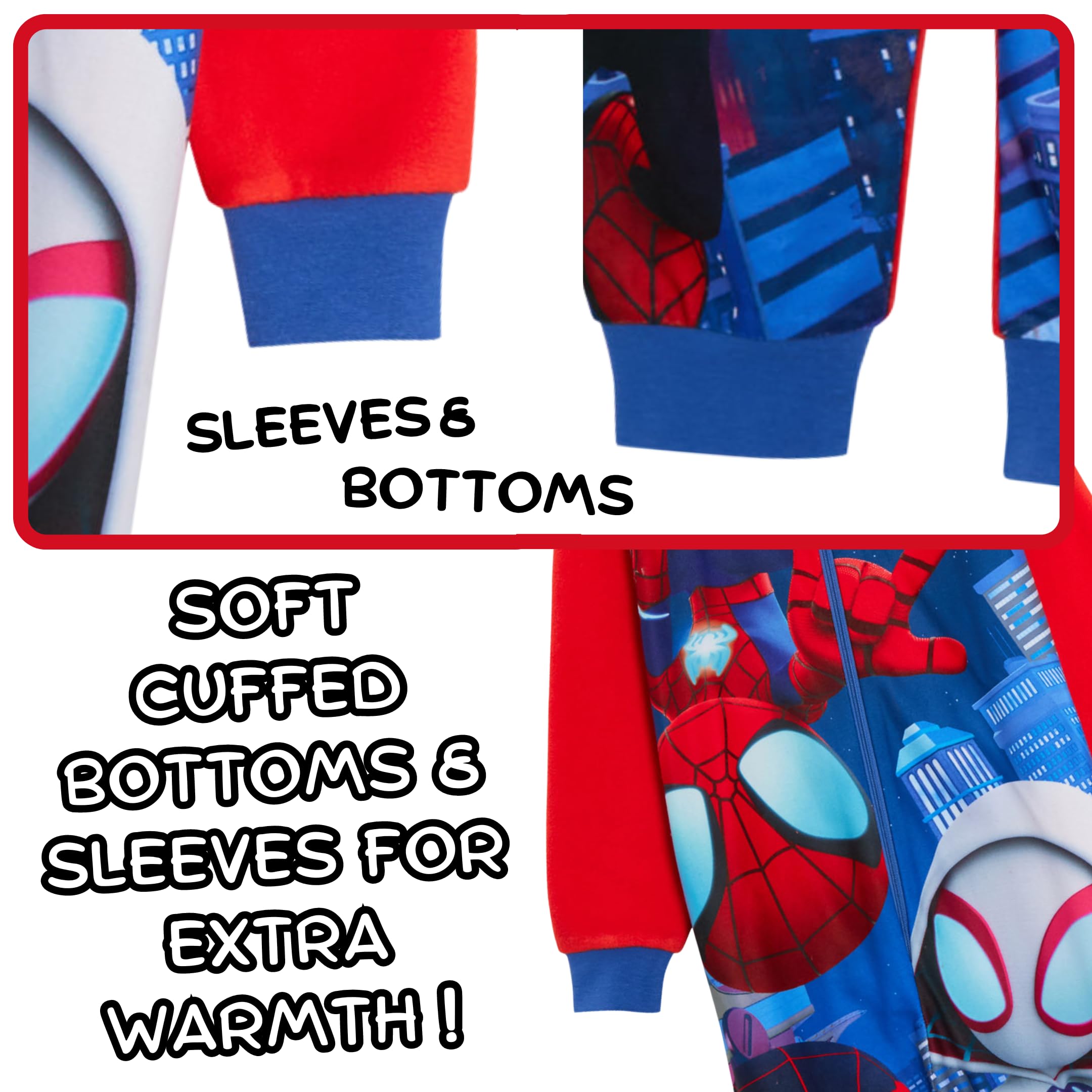 Marvel Spidey und Seine Niesamowite Freunde Fleece Kombinezon dziecięcy Piżama z zamkiem błyskawicznym Loungewear