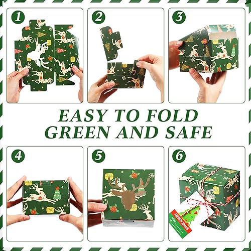 Miniatura 3 de Sliner Paquete de 56 cajas de galletas de Navidad con ventana de 4 x 4 x 3 pulgadas, cajas pequeñas de papel para panadería, dulces de Navidad,