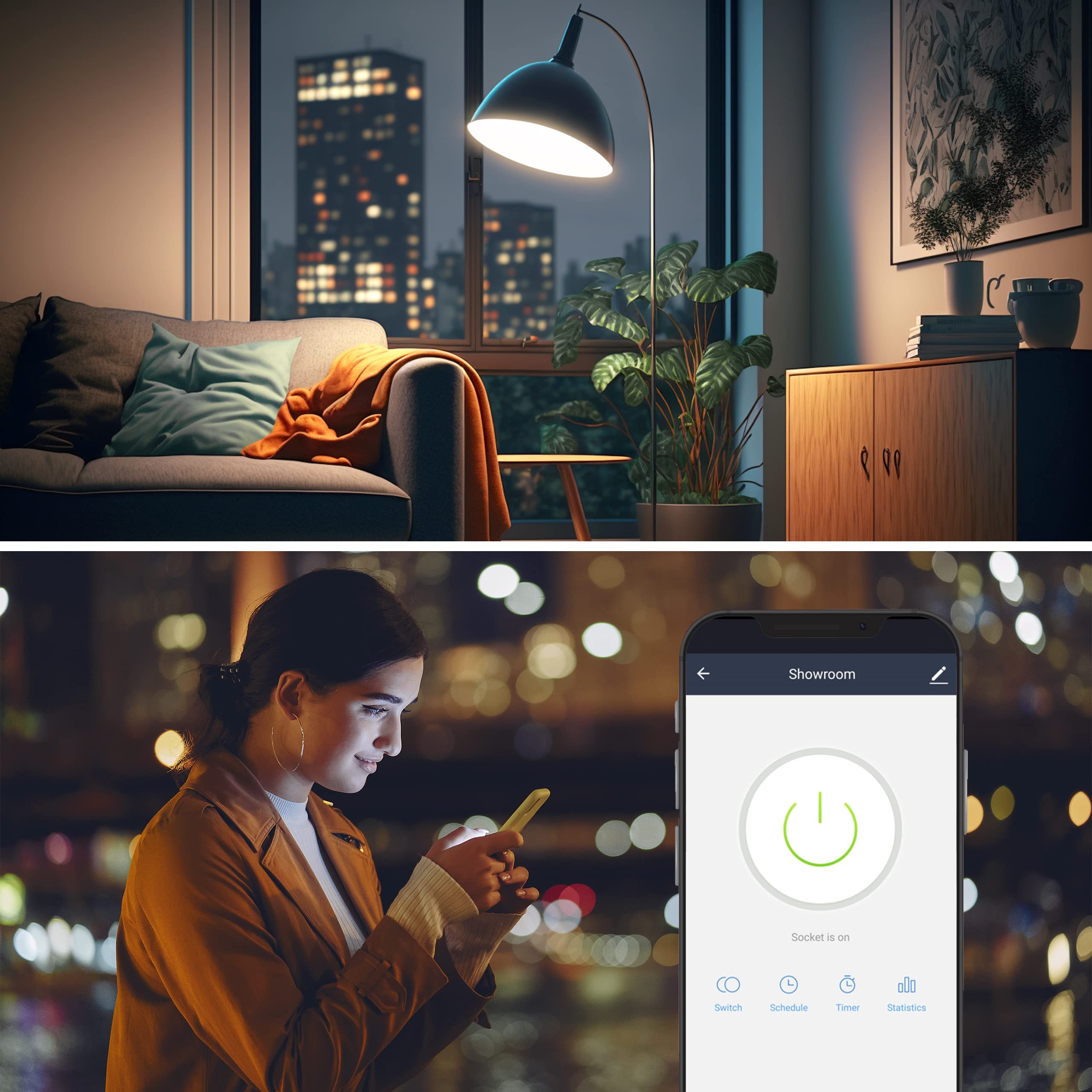 Nivian–Inteligentna wtyczka–Wifi 2.4 Ghz– do 16 A i 3680W – ochrona przeciwprzepięciowa i kontrola zużycia energii–Kompatybilny z Amazon Alexa i Google Home Remote Control z APP Tuya