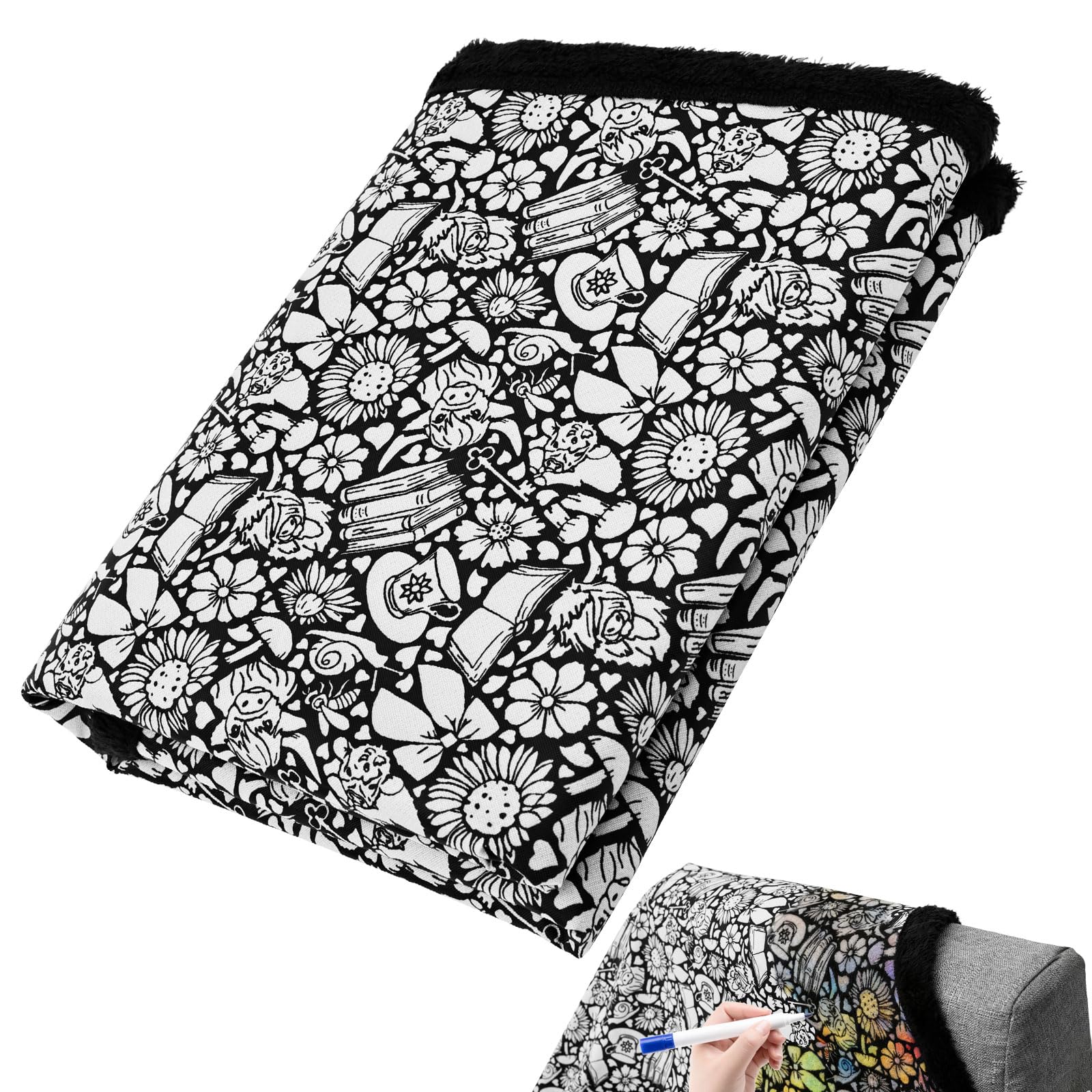 DIY Maldecke,Maldecken für Erwachsene,Malspaß Sofadecke,Kreative Stressbewältigung Kuscheldecke,Leicht zu Reinigen,für Schlafzimmer,Wohnzimmer,Sofa und Sessel(Stil 5)