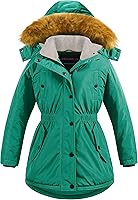 Vista 1 de CREATMO US Chaqueta de esquí acolchada con cuello recortado de sherpa para niña