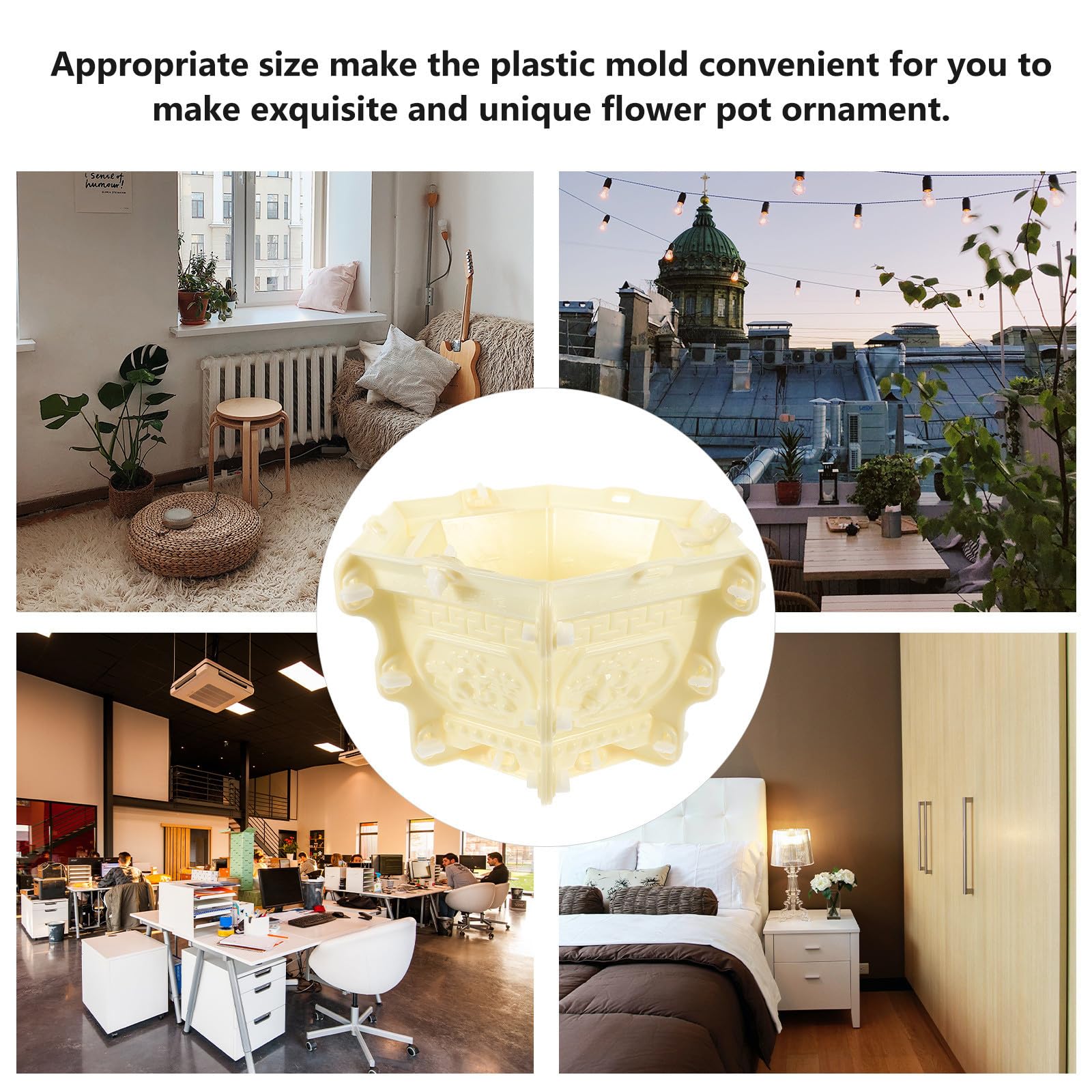 Molde de Fundición para Maceta de Flores DIY para Niños, Plástico Beige | Fácil de Desmoldar y Limpiar, para Manualidades y Actividades Diy, Modelo Hexagonal