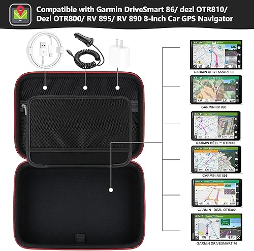 Miniatura 2 de Supmay Funda GPS de 8 pulgadas para Garmin DriveSmart 86dezl OTR800  RV 890, funda rígida de viaje con bolsa de malla para cable de alimentación de
