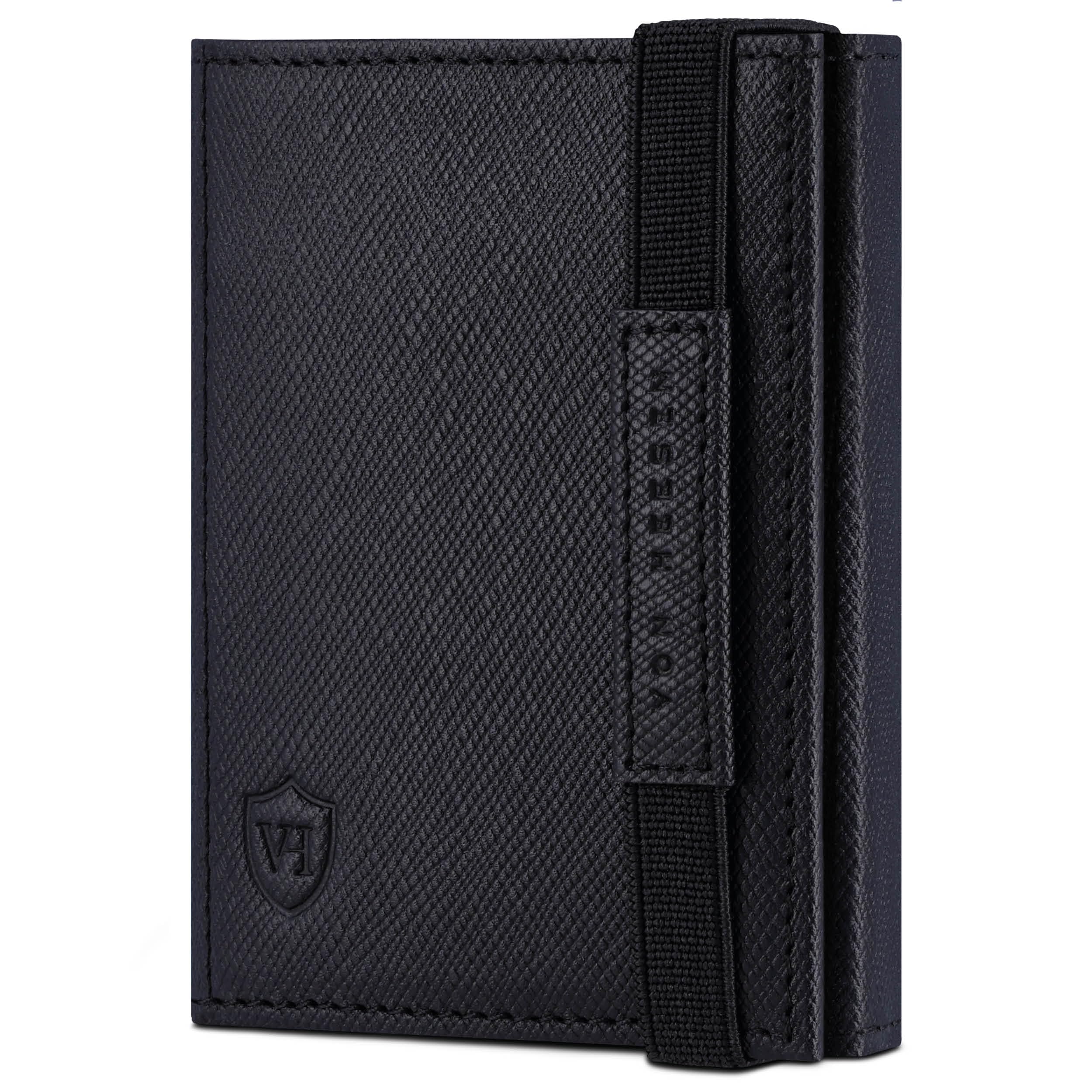 VON HEESEN Slim Wallet mit RFID Schutz - Geldbörse Herren klein - Mini Geldbeutel Damen Portmonee - Kartenetui Echtleder Karten Portemonnaie - Leder Kreditkartenetui