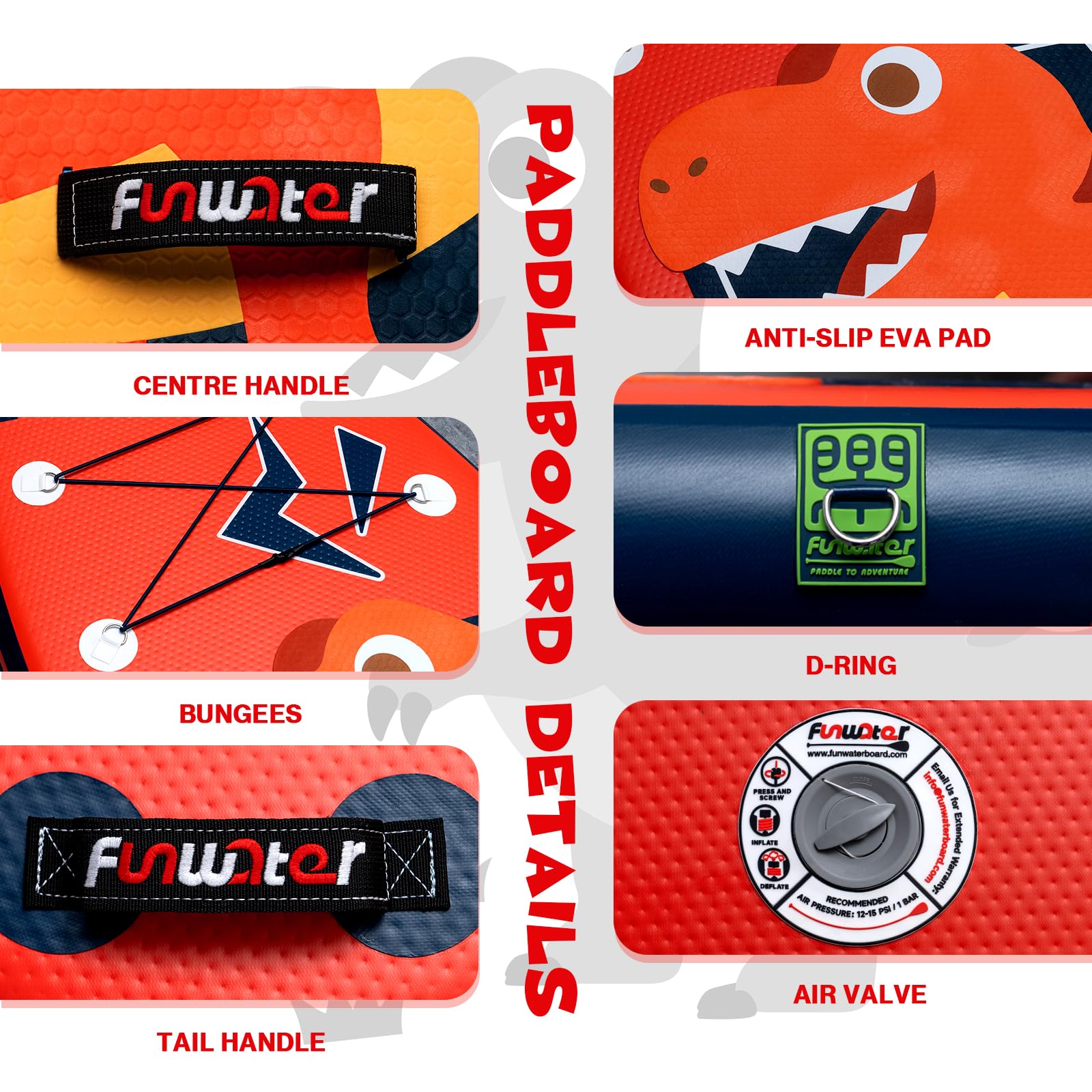 FunWater Tavola SUP Gonfiabile Surf Paddle Board Inflatable, Ultralight SUP per tutti i livelli con Due Accessori Tipo