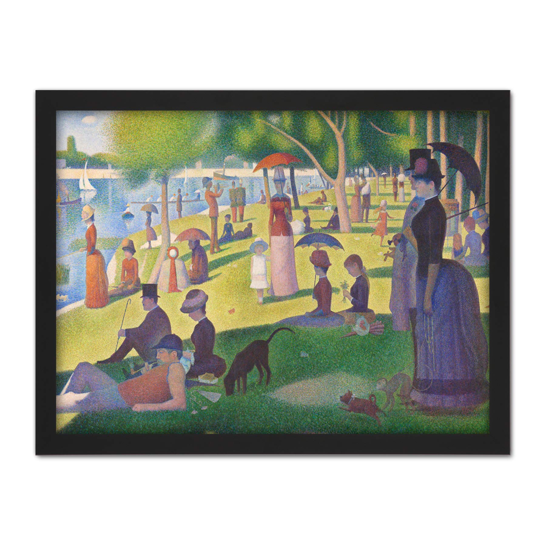 Artery8 Seurat Sunday Afternoon Island La Grande Jatte Artwork Framed Wall Art Print 18X24 Inch