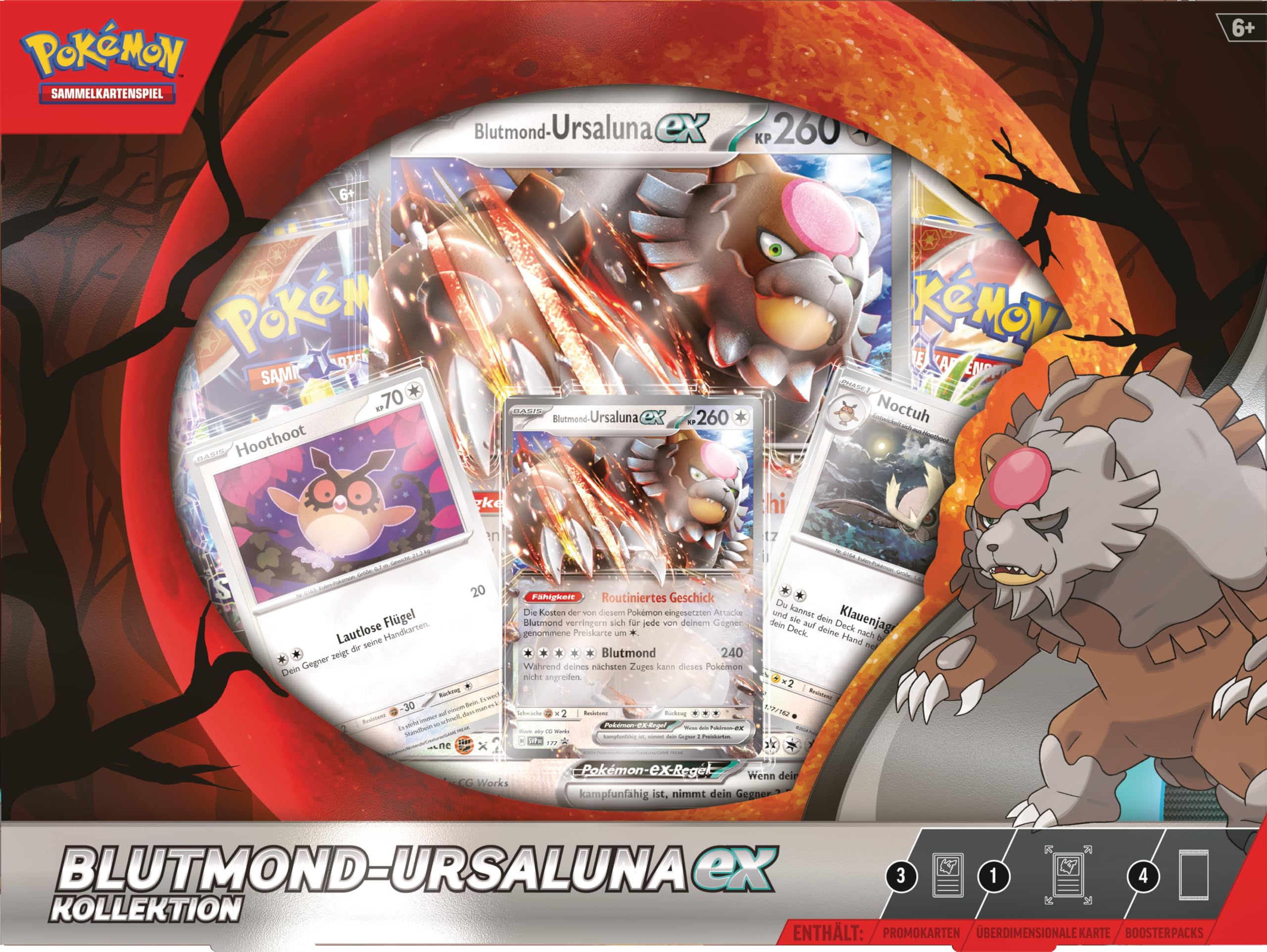 Pokémon - Juego de Cartas coleccionables: Colección Bloodmond-Ursaluna-ex (1 Carta Promocional holográfica, 2 Cartas holográficas, 1 Carta holográfica de Gran tamaño y 4 Paquetes de Refuerzos)