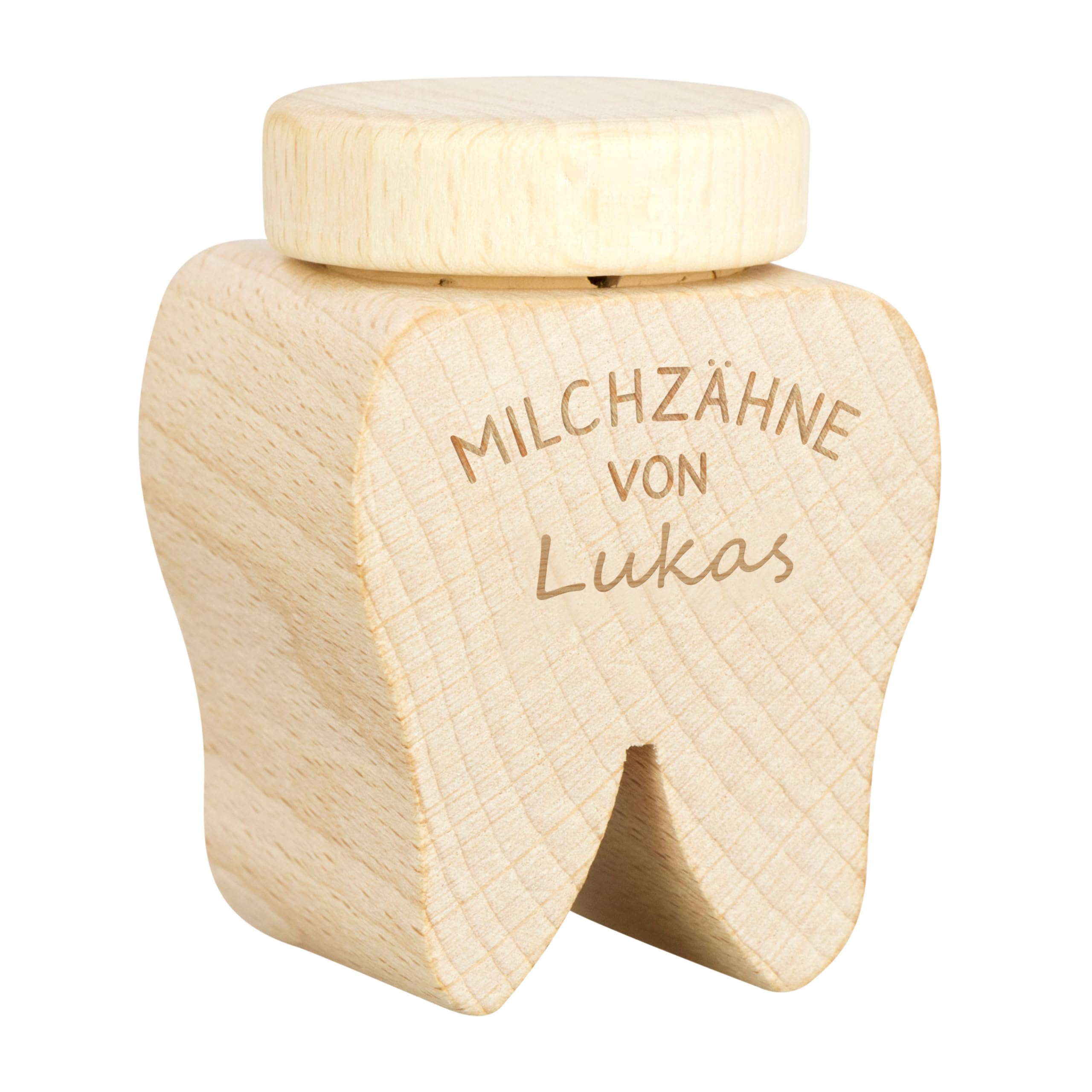 LAUBLUST Personalisierte Milchzahndose mit Namen - Zahnbox mit Gravur auf beiden Seiten | Zahnfee Geschenk für Jungen & Mädchen - Milchzahnbox & Zahndose aus Holz ca. 6 x 4 cm als Andenken für Kinder