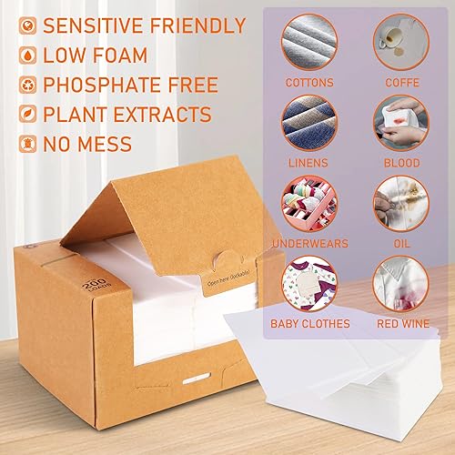 Miniatura 2 de Freelivity Hojas de detergente para ropa, 200 hojas de lino fresco, tiras de jabón ecológicas para ropa  Líquido sin residuos, menos disolubles,