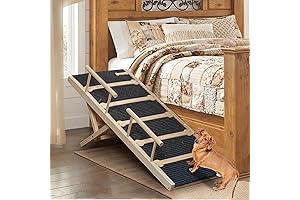 47.2" Sturdy Stable Adjustable Wooden Dog Ramp for High Bed Couch with...