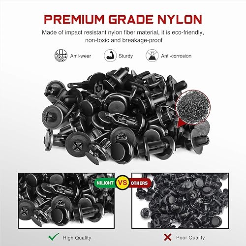 Miniatura 7 de Nilight CL-86, 635 remaches a presión para auto, los 16 tamaños más populares, de nailon, para parachoques, salpicadera, con 10 bridas de cables y 1