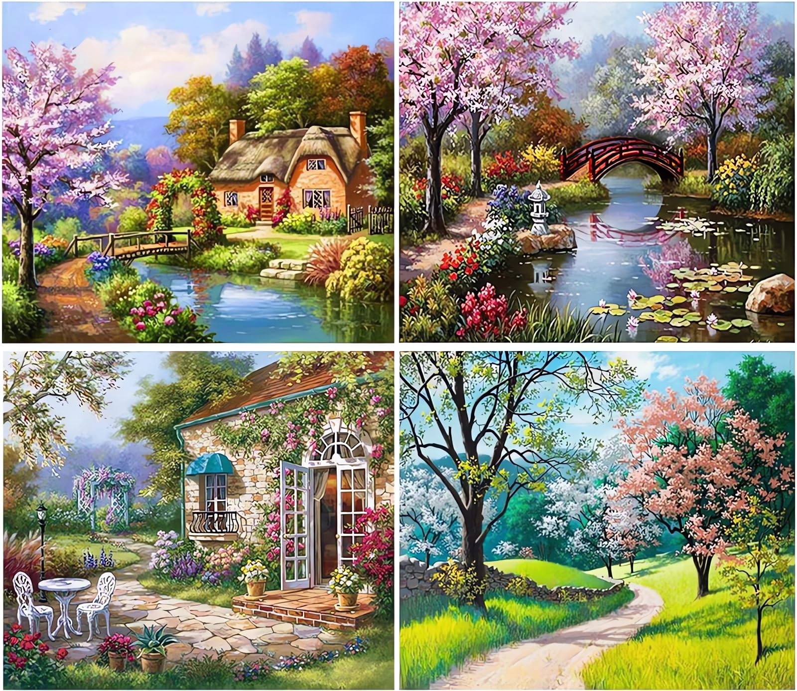 TARATH 4 Piezas Pintar por Numeros Adultos,Libre de Arrugas DIY Kit Completo de Pinturas con Pinceles y Pinturas 40 * 50 cm(Sin Marco)