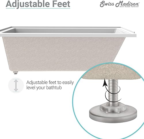 Miniatura 8 de Swiss Madison Well Made Forever SM-DB566 Voltaire - Bañera con alcoba, 66 x 32 pulgadas, blanco brillante