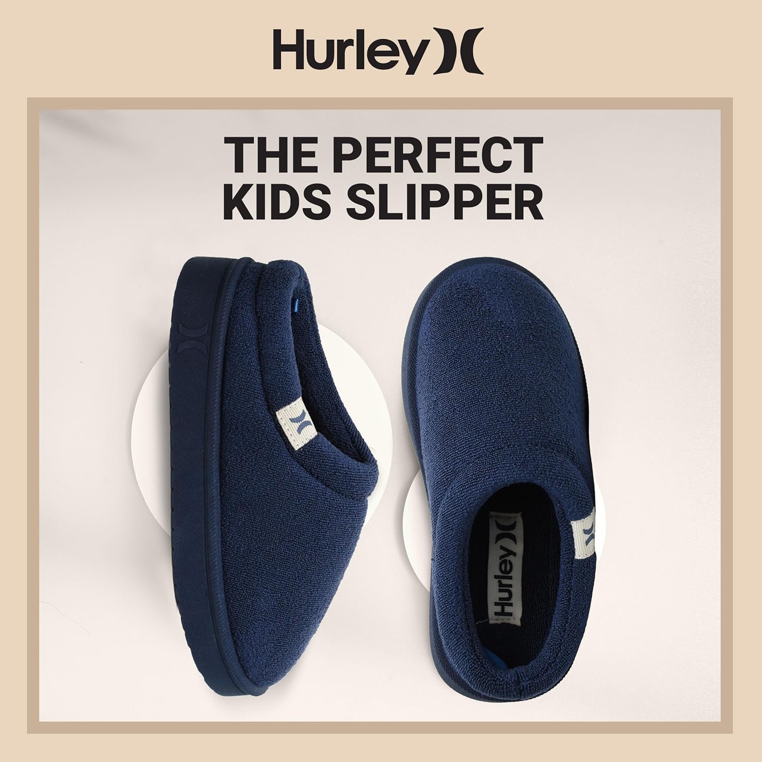 Hurley Kids Modi Slippers - Indoor and Outdoor Slip-On Shoes for Boys and Girls, Durable Clogs With Faux Fur Fleece Lining - Warm Winter House Slippers