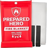 Prepared Hero 40x40 Emergency Fire Blanket - Kitchen Fire Suppression Fiberglass Blanket for Home, Grease & Electrical Fires