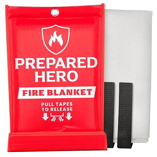 Prepared Hero Emergency Fire Blanket - 1 Pack - Fire Suppression for Kitchen, 39” x 39” Fiberglass Fire Blanket for Home